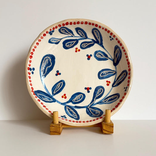 Original Ceramic bowl. Floral bowl. Ceramic salade bowl, 21 cm. Handmade bowl.